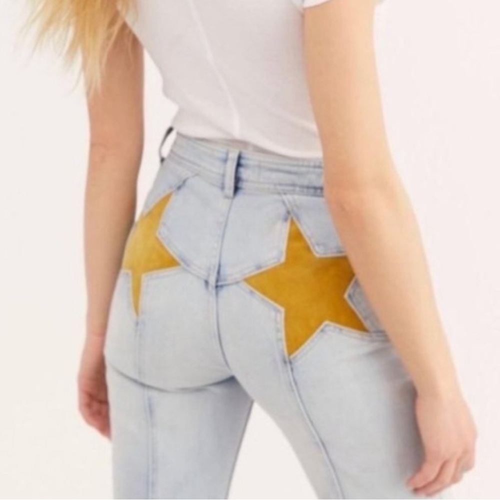 Free People Denim Flare Jean with Back Stars